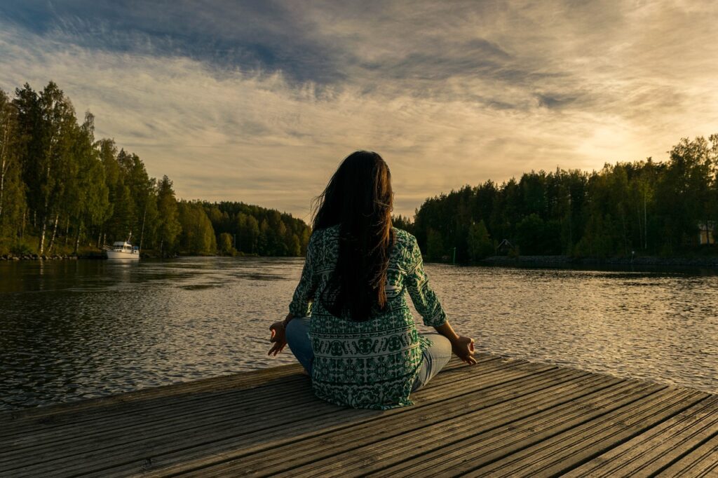 woman doing yoga in nature